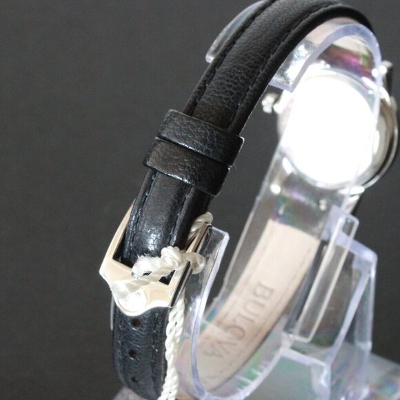 Bulova Ladies Dress Watch Two Hander Silver Dial Black Leather Strap 24mm - Picture 11 of 13